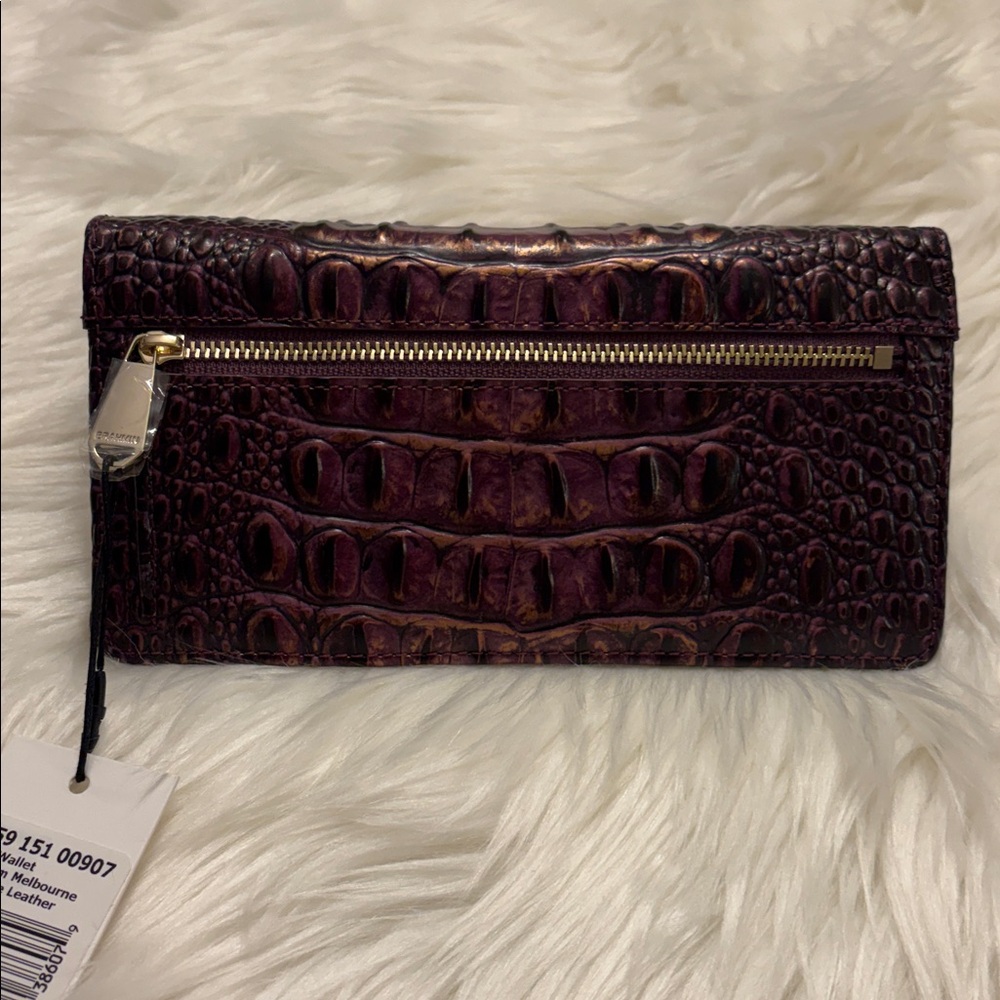 Brahmin Purple and Gold Croc-Embossed Wallet - Picture 5 of 9